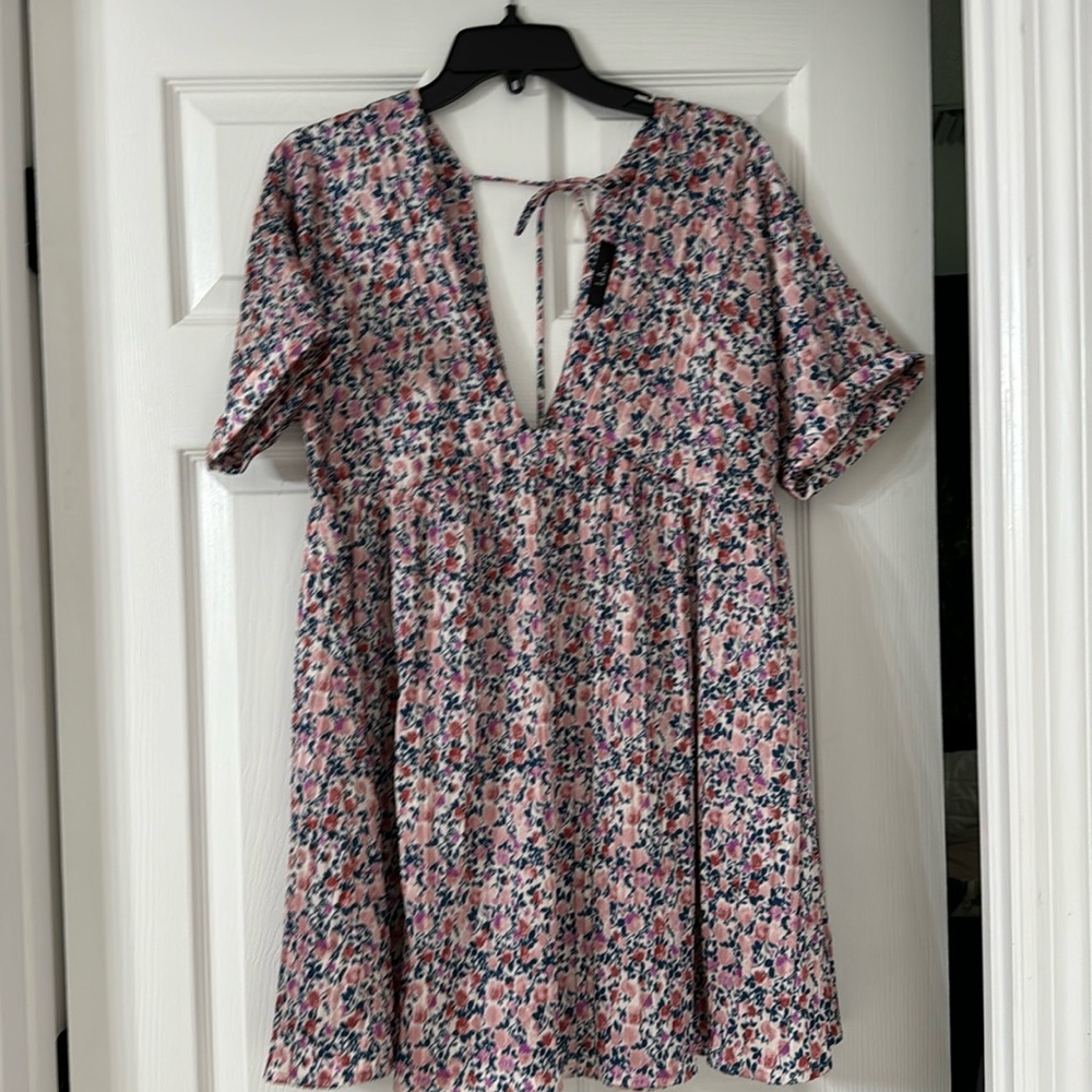 Satin tie back babydoll dress